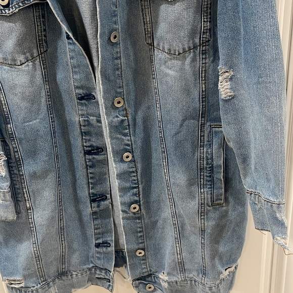 Highway Jeans blue denim Jean long jacket distressed oversized sized XL - Picture 4 of 16